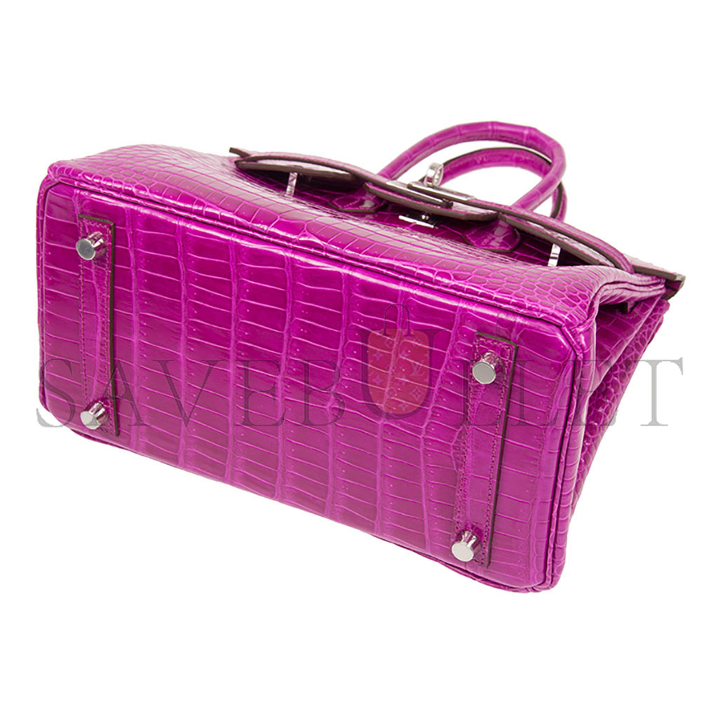 H**mes master birkin 30 crocodile leather purple gold buckle h041354ck15 (30*22*15cm)